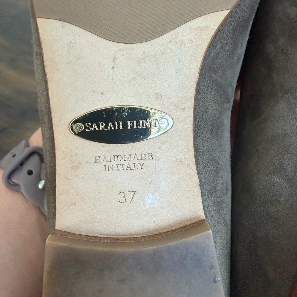 Sarah Flint Sylvia Suede Flats Taupe Size 37IT/7US - Picture 10 of 13